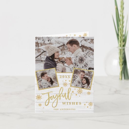 Joyful Kerstmis 3 PHOTO Holiday Greeting Holder Kaart (Voorkant)