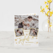 Joyful Kerstmis 3 PHOTO Holiday Greeting Holder Kaart (Gele Bloem)