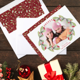 Joyful Kerstmis Mistletoe Foto Feestdagenkaart