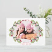 Joyful Kerstmis Mistletoe Foto Feestdagenkaart (Staand voorkant)