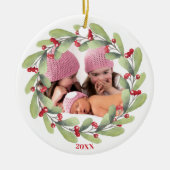 Joyful Kerstmis Mistletoe Holiday Foto Keramisch Ornament (Voorkant)