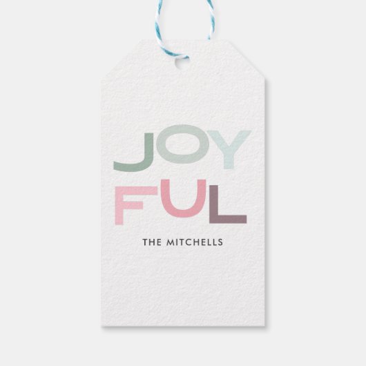 JOYFUL Kerstmis Pastel gepersonaliseerd Cadeaulabel (Achterkant)