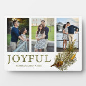 Joyful Kerstmis Rustic Pine Sprig Foto Collage Fotoplaat (voorkant)