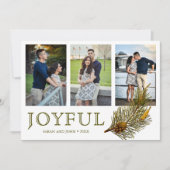 Joyful Kerstmis | Rustige pine Sprig Photo Collage Feestdagenkaart (Voorkant)