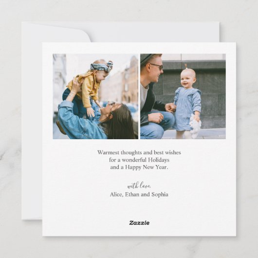 Joyful Kerstmis Script Eenvoudige fotocollage Feestdagenkaart (Achterkant)