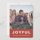 Joyful Kerstrode Snowflake Foto Holi Feestdagenkaart (Voorkant)
