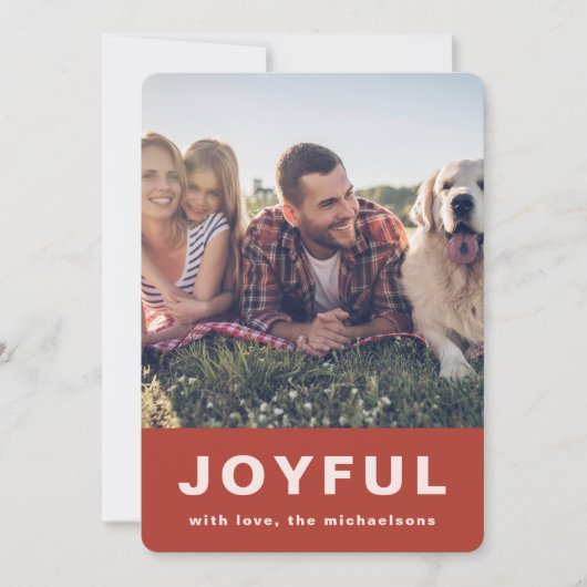 Joyful Kerstrode Snowflake Foto Holi Feestdagenkaart (Voorkant)