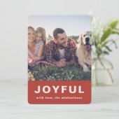 Joyful Kerstrode Snowflake Foto Holi Feestdagenkaart (Staand voorkant)