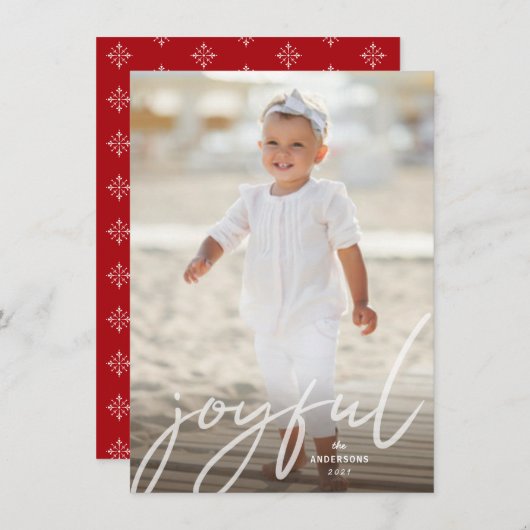 Joyful KerstWhite Handscriptfoto Feestdagenkaart (Voorkant / Achterkant)