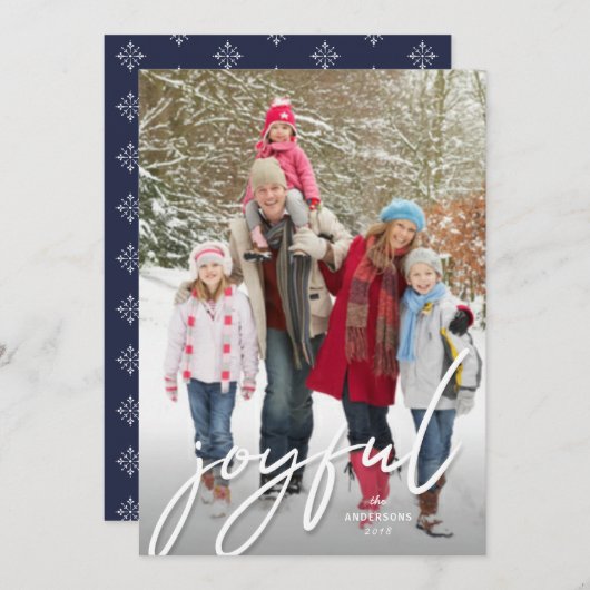 Joyful KerstWhite Handscriptfoto Feestdagenkaart (Voorkant / Achterkant)