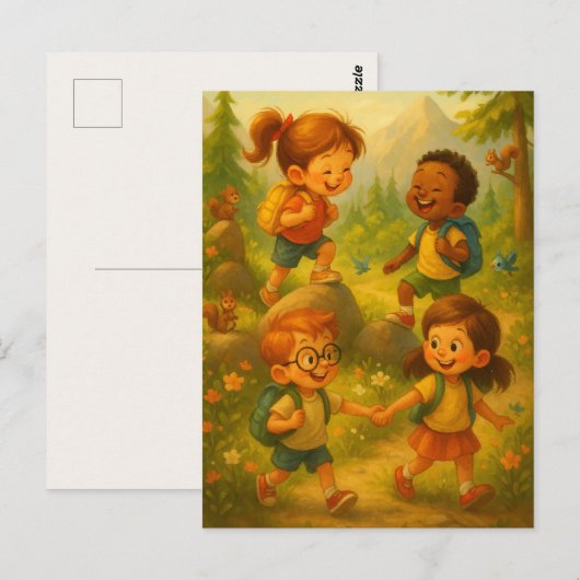 Joyful Kinder Wandelen - Classroom Adventure Poste Briefkaart (Voorkant / Achterkant)