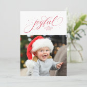 Joyful klassiek kerstfoto rood feestdagenkaart (Staand voorkant)
