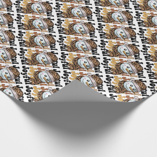 Joyful Leopard Print Hat Christmas Snowman Cadeaupapier (Hoek)