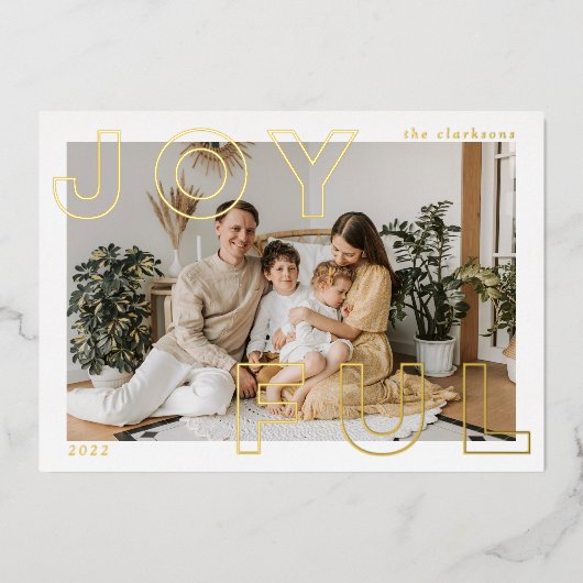 Joyful Letters Folie Holiday Card Uitnodiging (Voorkant)