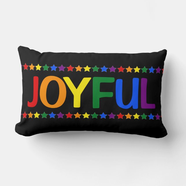 Joyful LGBT Rainbow Festive Kerstdecor Kussen (Voorkant)