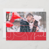 Joyful Lines Big Red Dot Modern Typografie Feestdagenkaart (Voorkant)