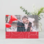 Joyful Lines Big Red Dot Modern Typografie Feestdagenkaart (Staand voorkant)