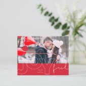 Joyful Lines Big Red Dot Modern Typografie Feestdagenkaart (Staand voorkant)