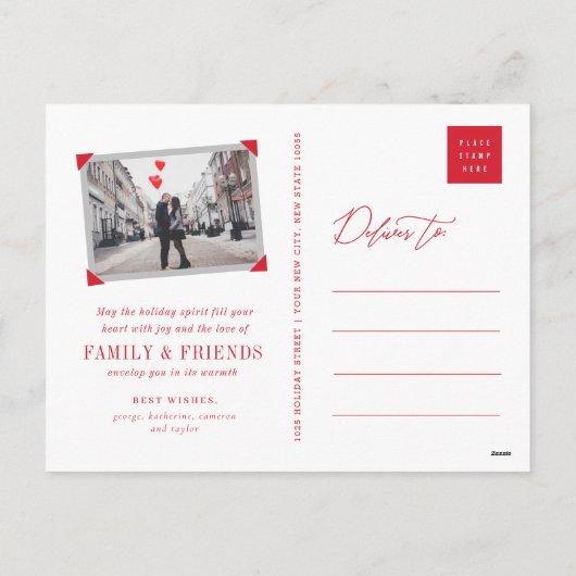 Joyful Lines Big Red Dot Modern Typografie Feestdagenkaart (Achterkant)