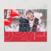 Joyful Lines Big Red Dot Modern Typografie Feestdagenkaart (Voorkant)