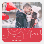 Joyful Lines Big Red Dot Modern Typografie Vierkante Sticker (Voorkant)