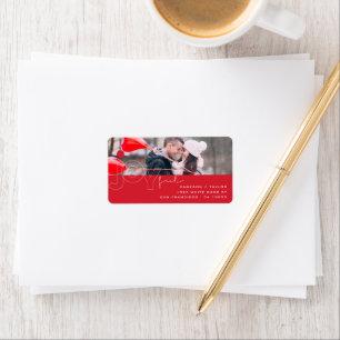 Joyful Lines Typography Big Red Dot Photo Address Etiket