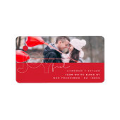 Joyful Lines Typography Big Red Dot Photo Address Etiket (Voorkant)