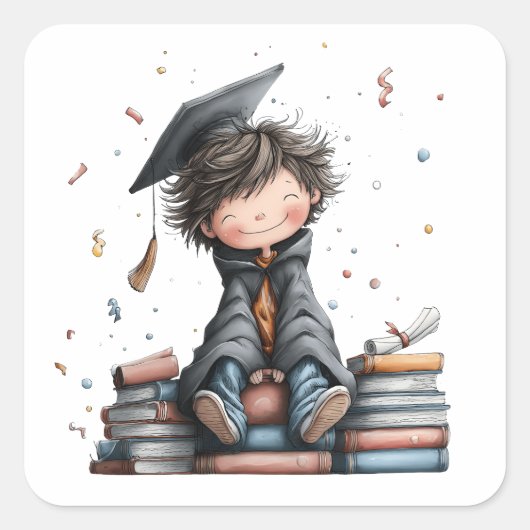 Joyful Little Graduate Vierkante Sticker (Voorkant)
