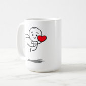 Joyful Love Stickman Heart Leap Graphic Tee Koffiemok (Voorkant links)