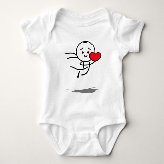 Joyful Love Stickman Heart Leap Graphic Tee Romper (Voorkant)