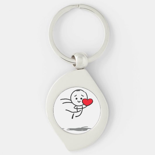 Joyful Love Stickman Heart Leap Graphic Tee Sleutelhanger (Voorkant)