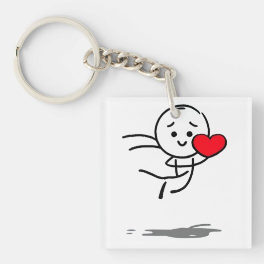 Joyful Love Stickman Heart Leap Graphic Tee Sleutelhanger (voorkant)