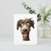 Joyful Lurcher - Cheeky Cartoon hond Briefkaart (Staand voorkant)