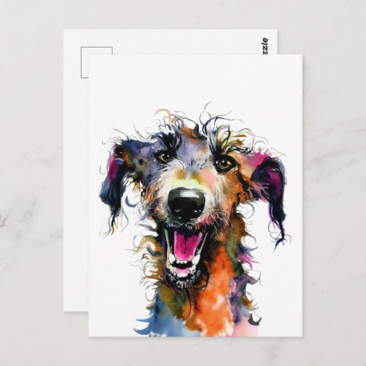 Joyful Lurcher | Kleurenvormig lurkerontwerp | Hap Briefkaart (Voorkant / Achterkant)