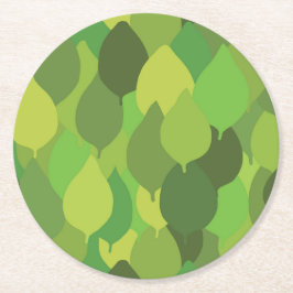 Joyful Lush Leaves - naadloos oppervlaktepatroon. Ronde Kartonnen Onderzetter