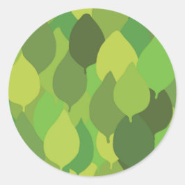 Joyful Lush Leaves - naadloos oppervlaktepatroon. Ronde Sticker