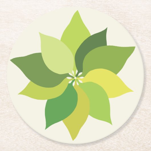 Joyful Lush Leaves. Ronde Kartonnen Onderzetter (Voorkant)