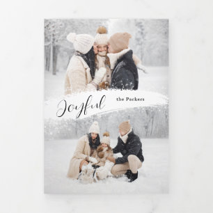 Joyful Manuscript met Sneeuwborstel 2 Foto Drieluik Kaart