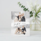 Joyful Manuscript met Sneeuwborstel 2 Foto Feestdagenkaart (Staand voorkant)