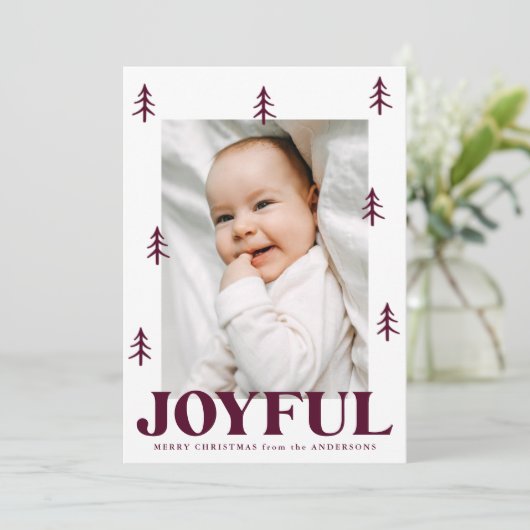 Joyful Merlot Trees 2 Foto Feestdagenkaart (Staand voorkant)