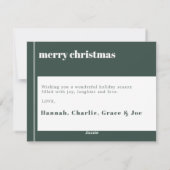 Joyful Merry Blessed Family Christmas Photo Green Feestdagenkaart (Achterkant)