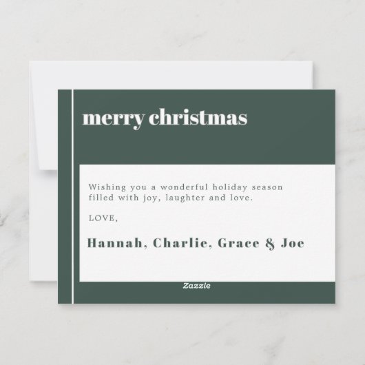 Joyful Merry Blessed Family Christmas Photo Green Feestdagenkaart (Achterkant)