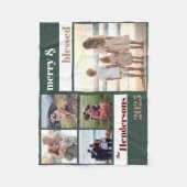 Joyful Merry Blessed Family Christmas Photo Green Fleece Deken (Voorkant)