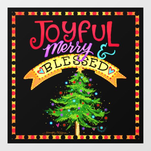 Joyful, Merry, Blessed! "Inspiron" Windows Cling Raamsticker (Vel)