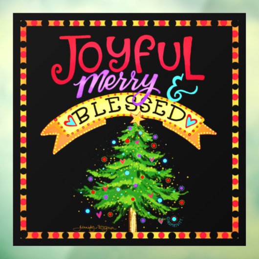 Joyful, Merry, Blessed! "Inspiron" Windows Cling Raamsticker (Vel 3)
