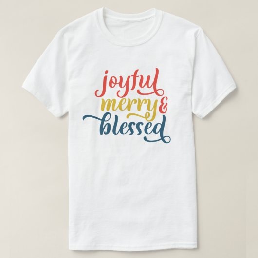 Joyful Merry & Blessed Kerstfeestdag T-Shirt (Design voorkant)