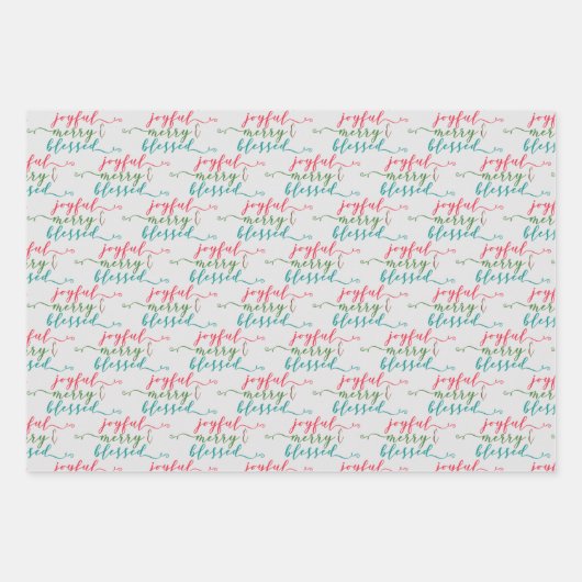 Joyful Merry Blessed Modern Trio Inpakpapier Vel (Voorkant)
