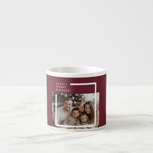 Joyful Merry Blessed Personalized Christmas Photo Espresso Kop (Voorkant)