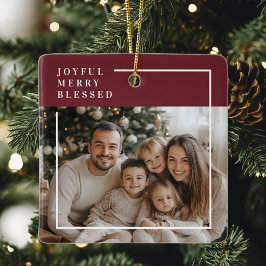 Joyful Merry Blessed Personalized Christmas Photo  Keramisch Ornament