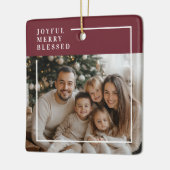 Joyful Merry Blessed Personalized Christmas Photo  Keramisch Ornament (Links)